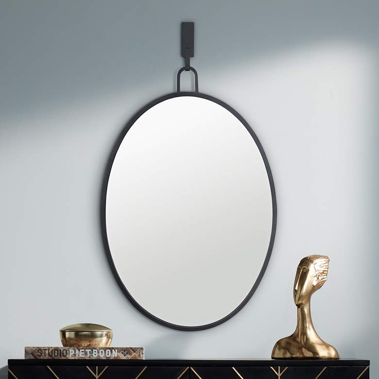 Image 1 Varaluz Casa Stopwatch Black 22 1/4" x 33 1/4" Oval Wall Mirror