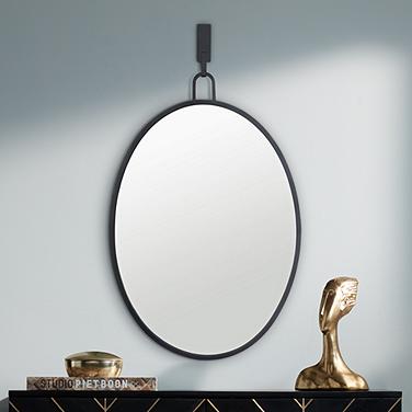 Varaluz Casa Stopwatch Black 22 1/4" x 33 1/4" Oval Wall Mirror