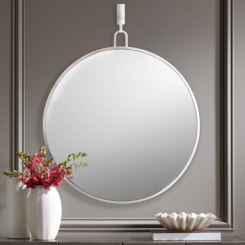 Image 1 Varaluz Casa Stopwatch Brushed Nickel 30 inch Round Wall Mirror