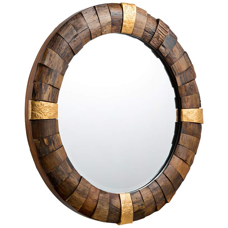 Image 1 Varaluz Casa True North Reclaimed Wood 30 1/4" Round Wall Mirror