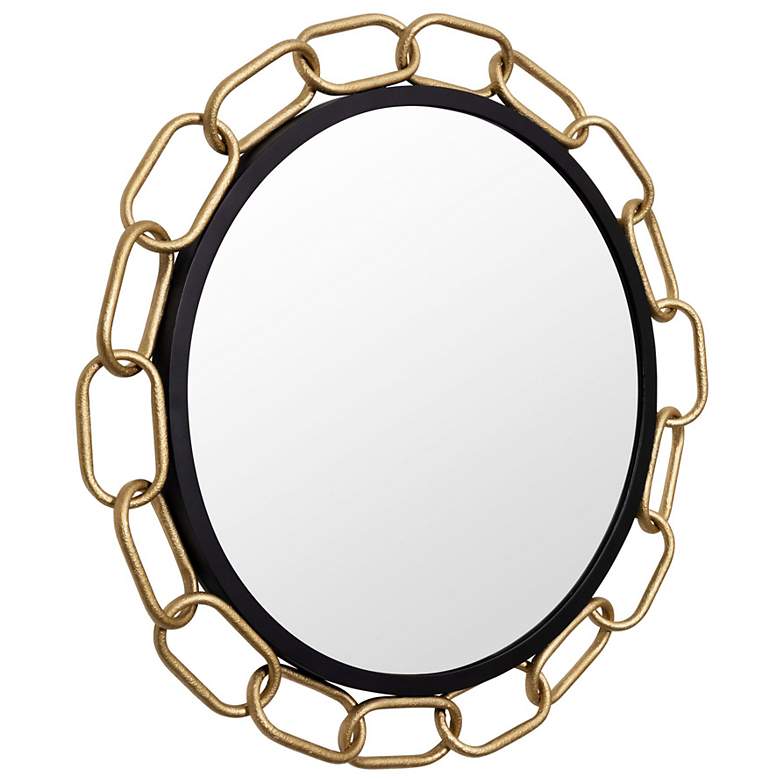 Image 5 Varaluz Chains of Love 30" Matte Black Textured Gold Round Wall Mirror more views