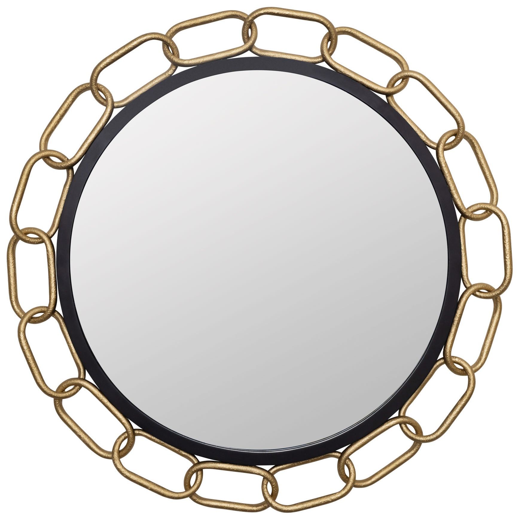 Image 3 Varaluz Chains of Love Matte Black and Gold 30" Round Wall Mirror