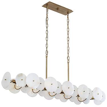 Varaluz Cosmos 50" Wide 10-Light Havana Gold White Disc Linear Pendant