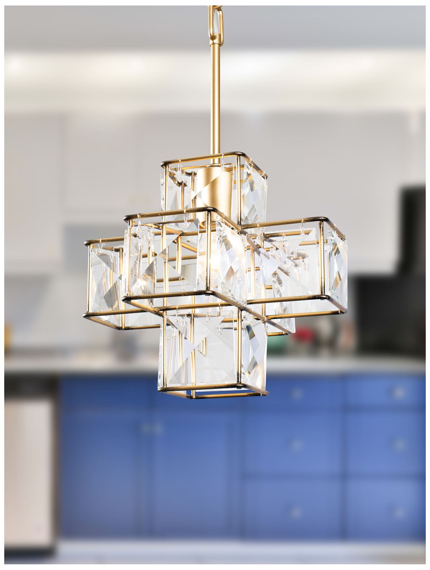 Varaluz Cubic 12"W Calypso Gold and Crystal Mini Pendant