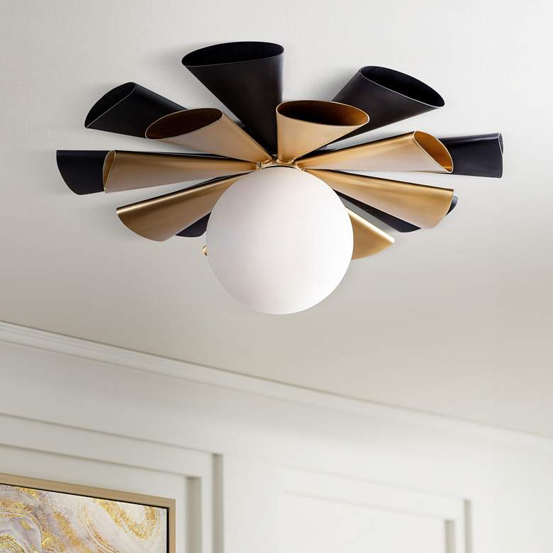 Image 1 Varaluz Daphne 24" Wide Matte Black and French Gold Ceiling Light
