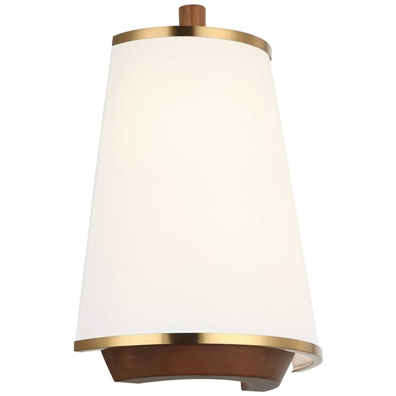 Image 1 Varaluz Desert Flyer 14" High Satin Brass/Medium Walnut 2-Light Wall S