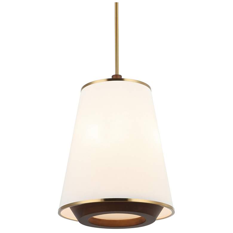 Image 1 Varaluz Desert Flyer 16" Wide Satin Brass/Medium Walnut 3-Light Pendan