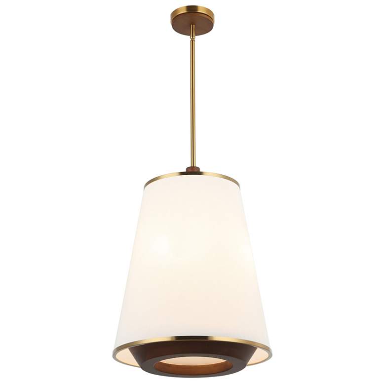 Image 3 Varaluz Desert Flyer 16" Wide Satin Brass/Medium Walnut 3-Light Pendan more views