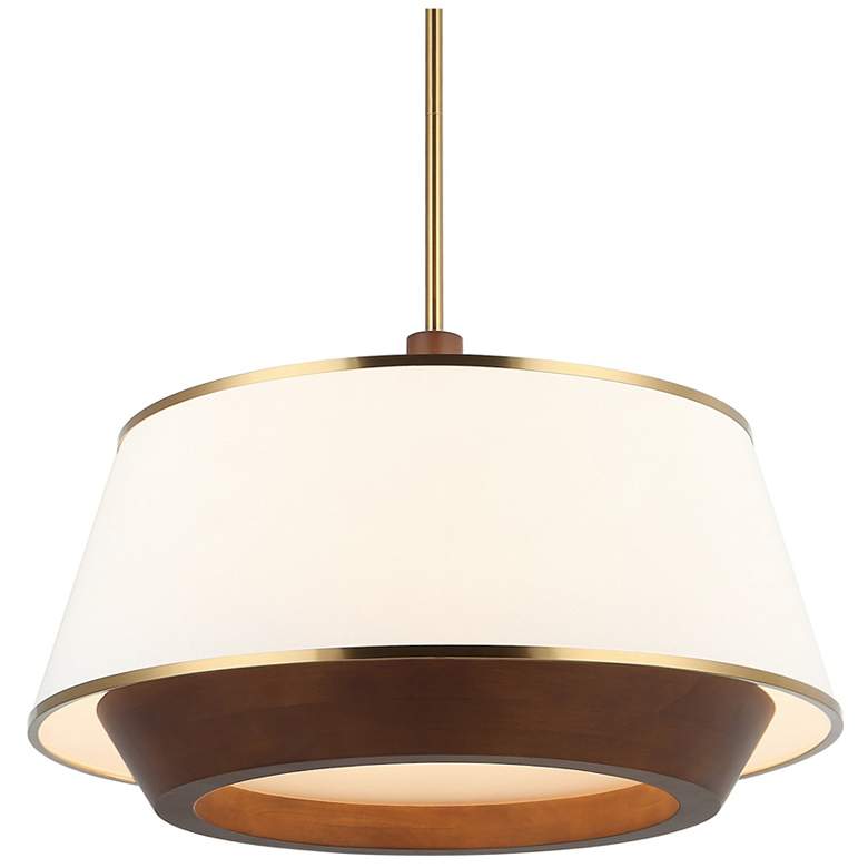 Image 1 Varaluz Desert Flyer 26" Wide Satin Brass/Medium Walnut 6-Light Pendan