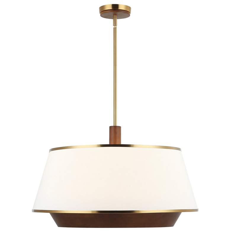 Image 3 Varaluz Desert Flyer 26" Wide Satin Brass/Medium Walnut 6-Light Pendan more views