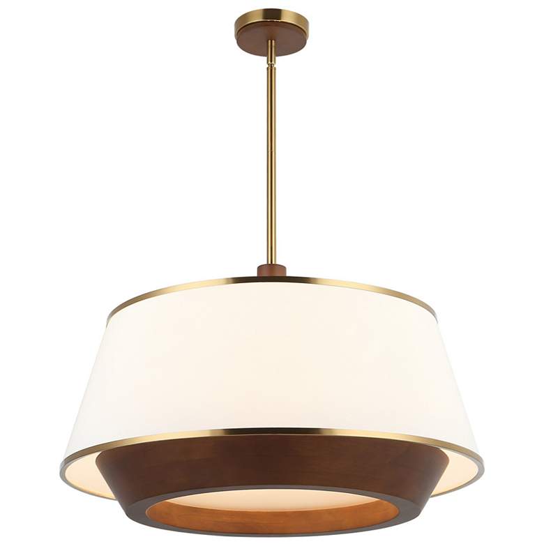 Image 4 Varaluz Desert Flyer 26" Wide Satin Brass/Medium Walnut 6-Light Pendan more views