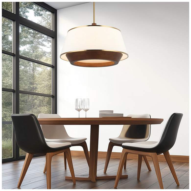 Image 5 Varaluz Desert Flyer 26" Wide Satin Brass/Medium Walnut 6-Light Pendan more views