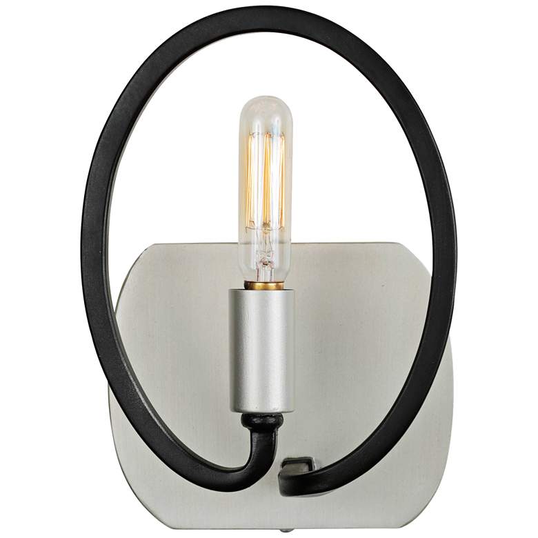 Image 1 Varaluz Eliptico 8" High Silverado and Black Wall Sconce