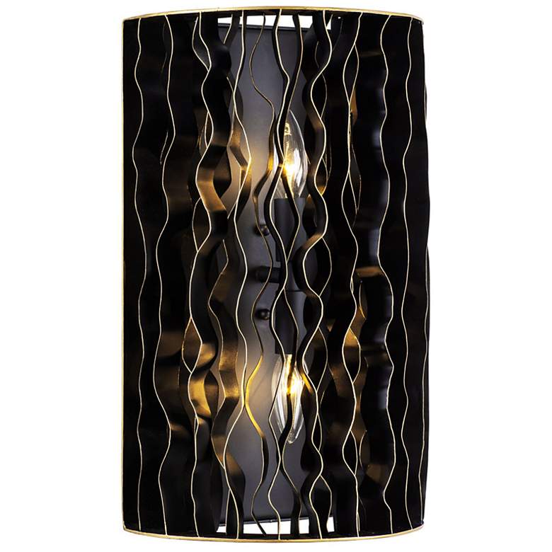 Image 3 Varaluz Estela 16" H Matte Black Gold 2-Light Wall Sconce more views