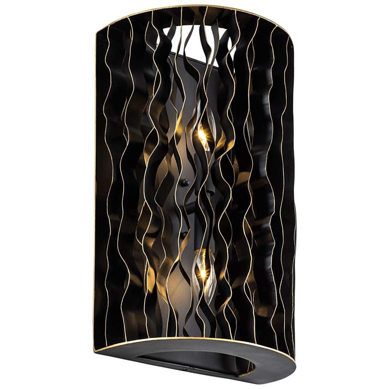 Image 4 Varaluz Estela 16" H Matte Black Gold 2-Light Wall Sconce more views