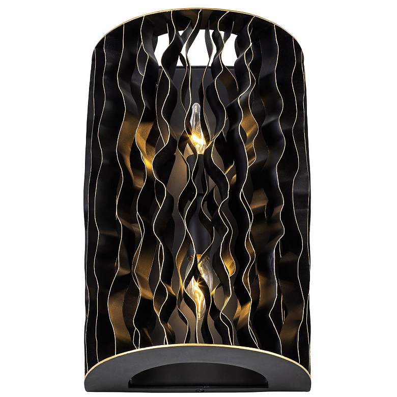 Image 5 Varaluz Estela 16" H Matte Black Gold 2-Light Wall Sconce more views