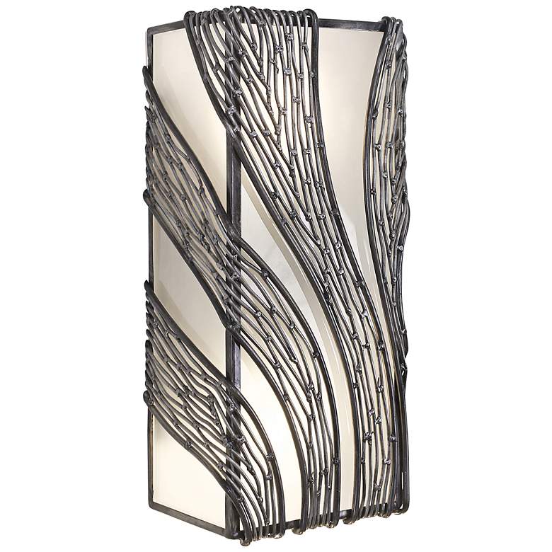 Image 1 Varaluz Flow 14 1/2 inch High Steel 2-Light Frosted Wall Sconce