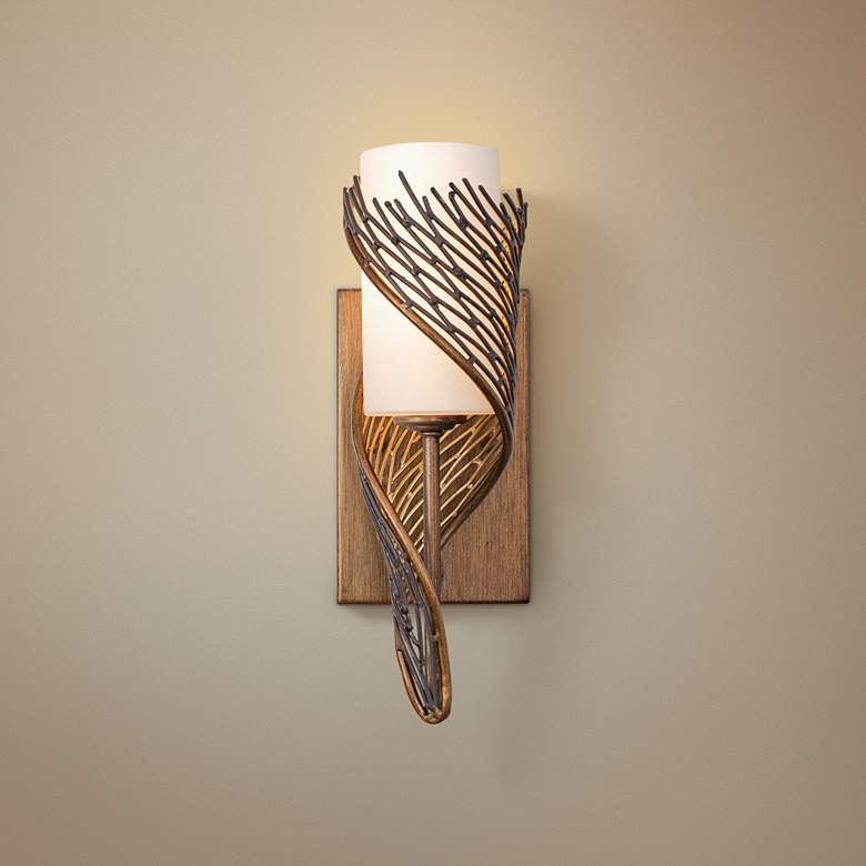 Image 1 Varaluz Flow 14" High Hammered Ore Right-Facing Wall Sconce