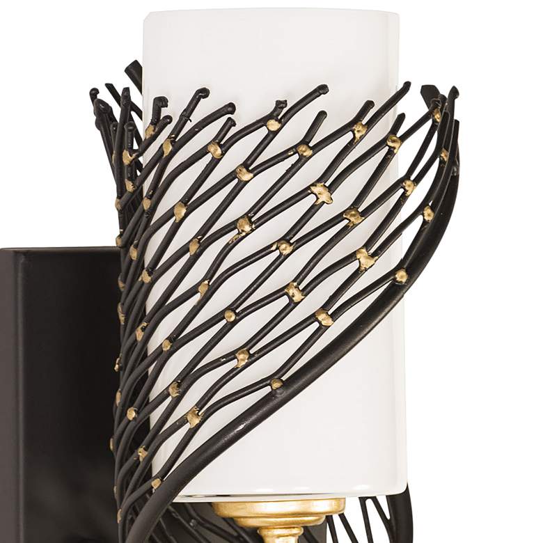 Image 3 Varaluz Flow 14" Matte Black and French Gold Left-Facing Wall Sconce more views