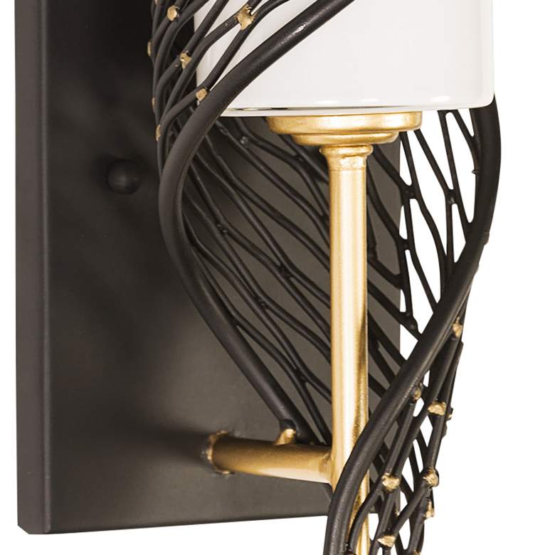 Image 4 Varaluz Flow 14" Matte Black and French Gold Left-Facing Wall Sconce more views