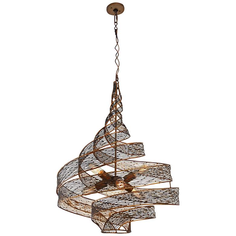 Image 2 Varaluz Flow 26 inch Wide Hammered Ore Twist 6-Light Modern Pendant