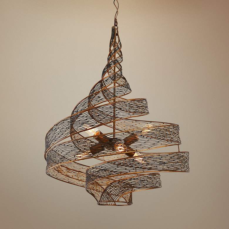 Image 1 Varaluz Flow 26" Wide Hammered Ore Twist 6-Light Modern Pendant