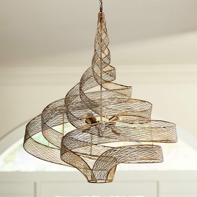 Image 1 Varaluz Flow 30" Wide Hammered Ore Six-Light Pendant Light