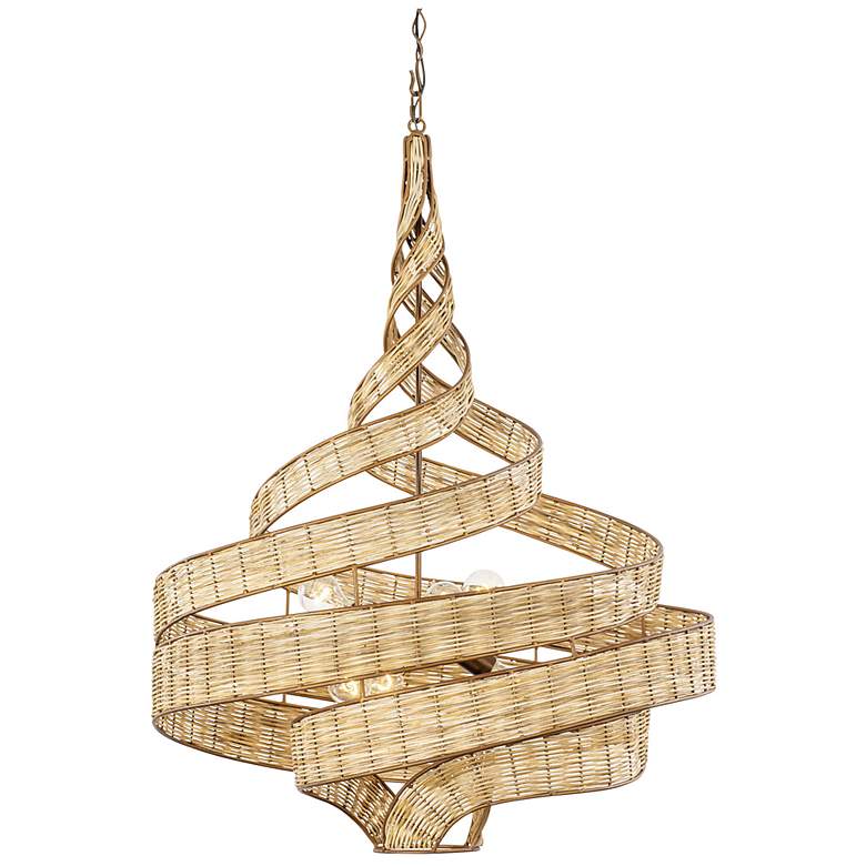 Image 1 Varaluz Flow 30"W Baguette and Natural Rattan Pendant Light