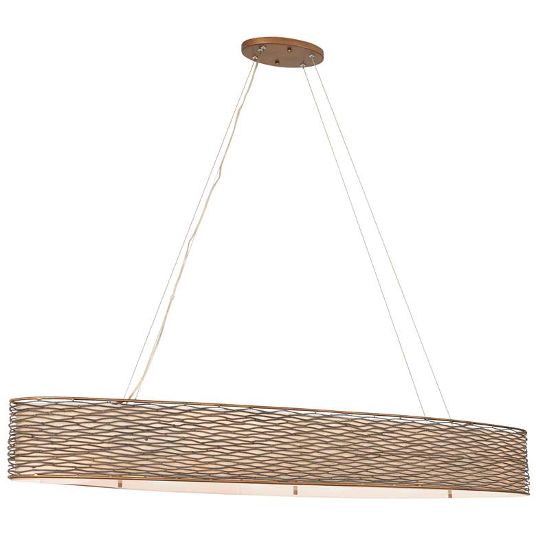Image 1 Varaluz Flow 48"W Hammered Ore 6-Light Oval Linear Pendant