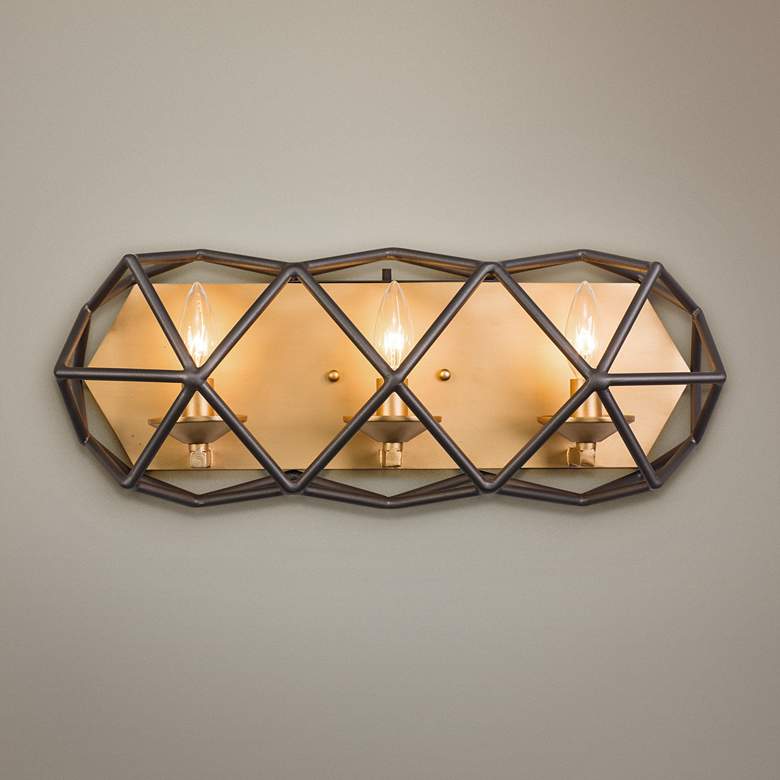 Image 1 Varaluz Geo 20 1/2" Wide Antique Gold 3-Light Bath Light