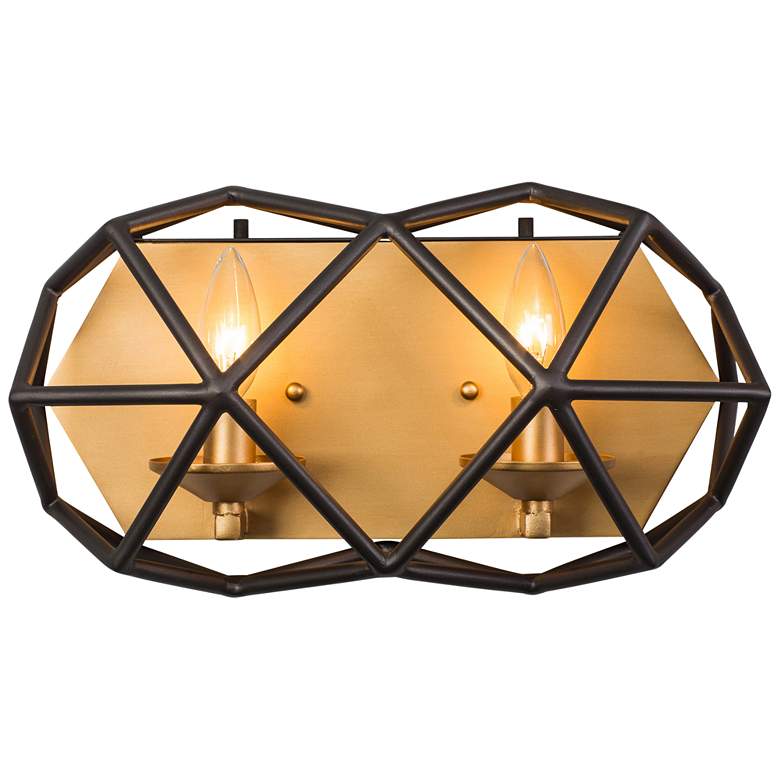 Image 1 Varaluz Geo 8" High Antique Gold 2-Light Wall Sconce