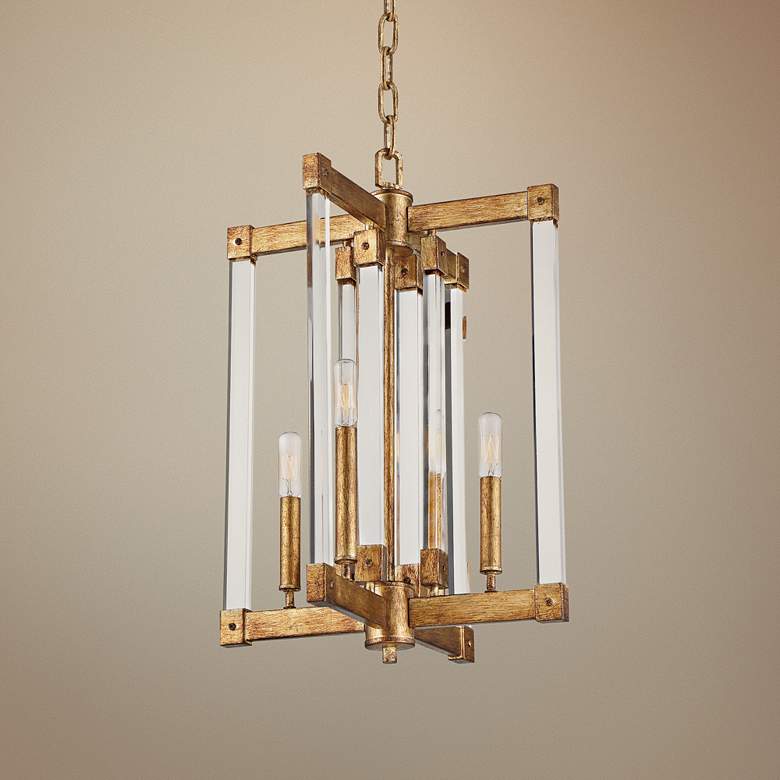 Image 1 Varaluz Halcyon 15 1/4"W Antiqued Gold Leaf 4-Light Pendant