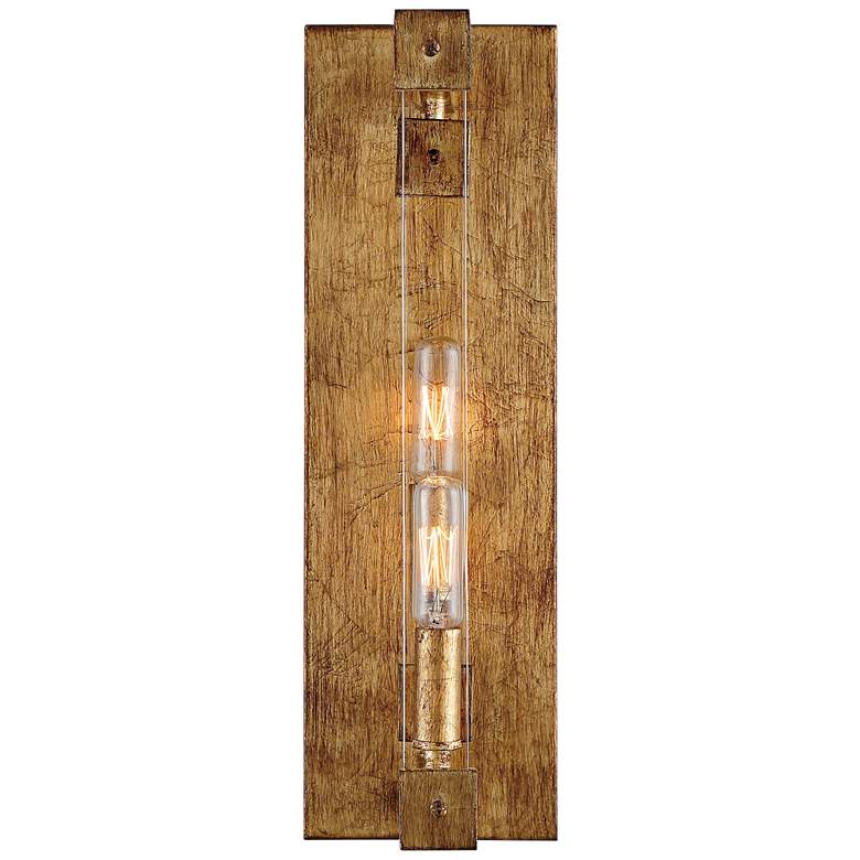 Image 1 Varaluz Halcyon 16 inchH Antiqued Gold Leaf 2-Light Wall Sconce