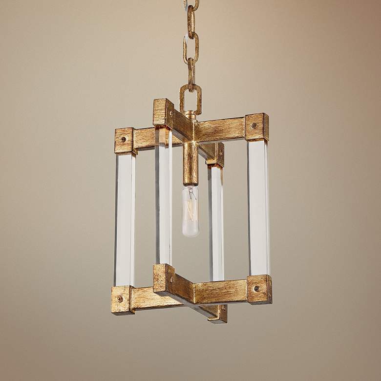 Image 1 Varaluz Halcyon 9" Wide Antiqued Gold Leaf Mini Pendant