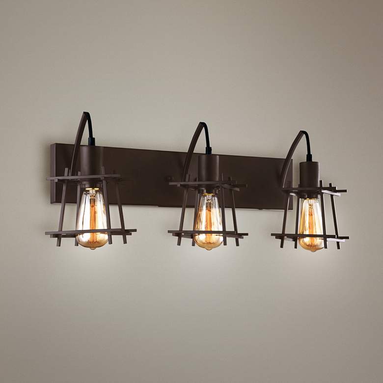 Image 1 Varaluz Hashtag 25 1/4" Wide New Bronze 3-Light Bath Light