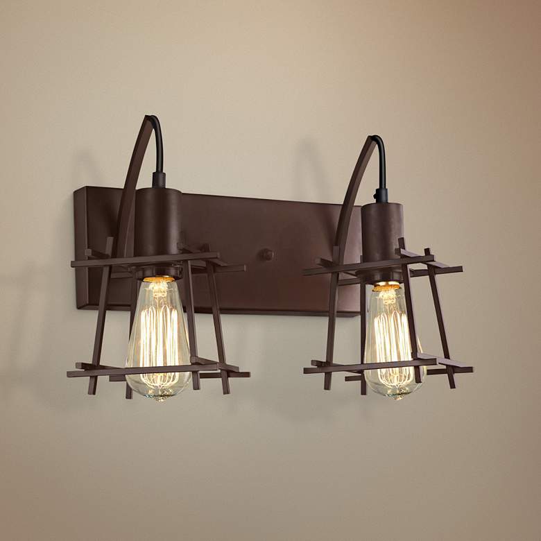 Image 1 Varaluz Hashtag 9 1/2 inch High New Bronze 2-Light Wall Sconce