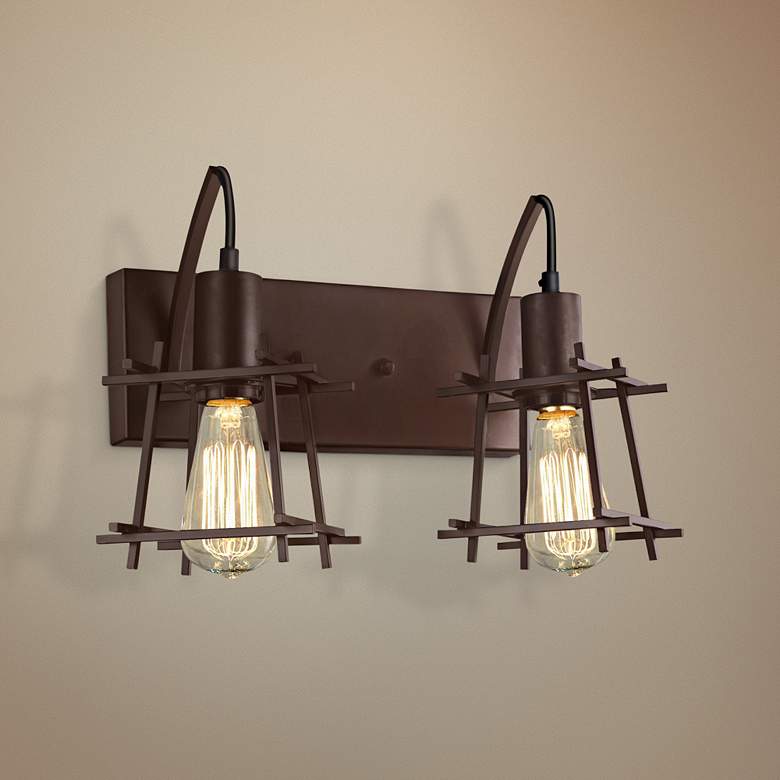 Image 1 Varaluz Hashtag 9 1/2" High New Bronze 2-Light Wall Sconce
