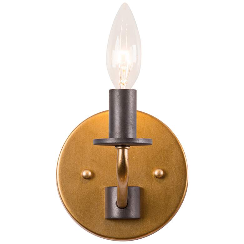 Image 1 Varaluz Jake 5 inchH Antique Gold and Rustic Bronze Wall Sconce