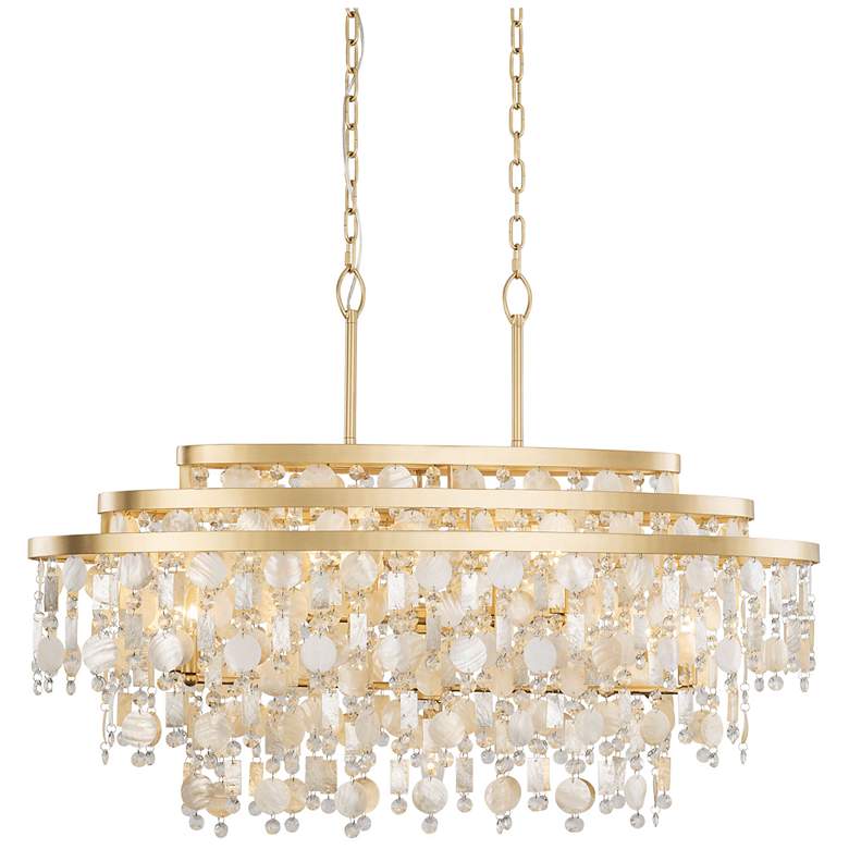 Image 1 Varaluz Kalani 42" Wide French Gold 9-Light Linear Pendant