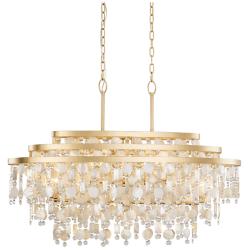Varaluz Kalani 42" Wide French Gold 9-Light Linear Pendant