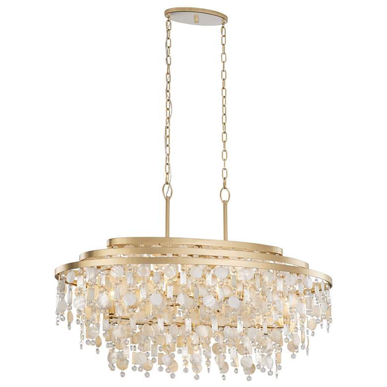 Image 6 Varaluz Kalani 42" Wide French Gold 9-Light Linear Pendant more views