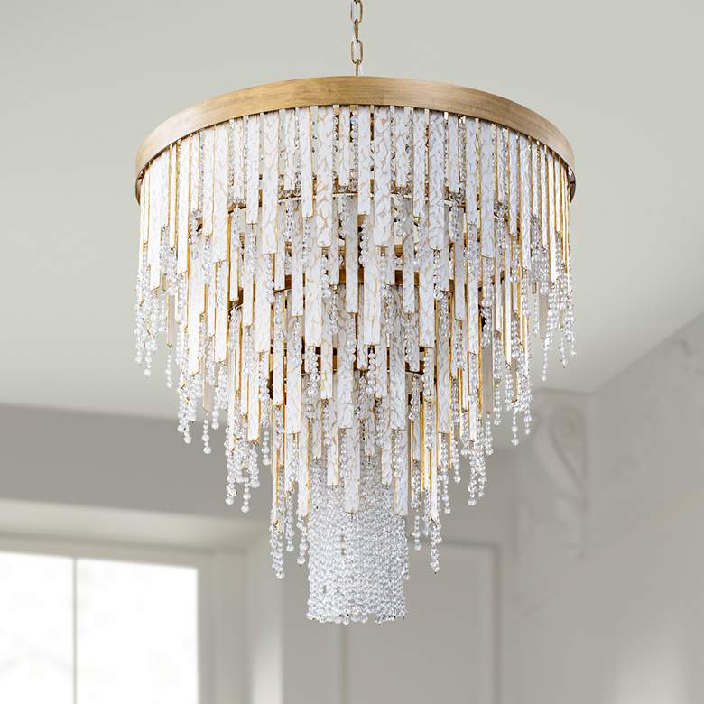 Image 1 Varaluz Lafayette 30" Wide Havana Gold Crystal Chandelier