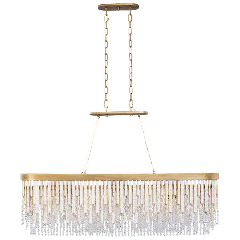 Image 1 Varaluz Lafayette 48" Wide 6-Light Havana Gold Crystal Linear Pendant