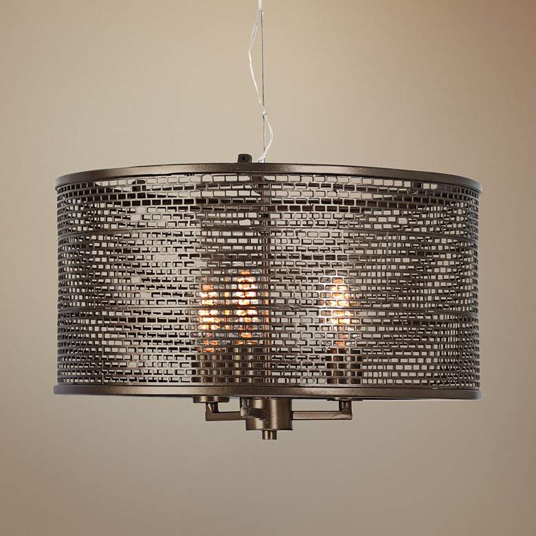 Image 1 Varaluz Lit-Mesh Test 18" Wide New Bronze Pendant Light