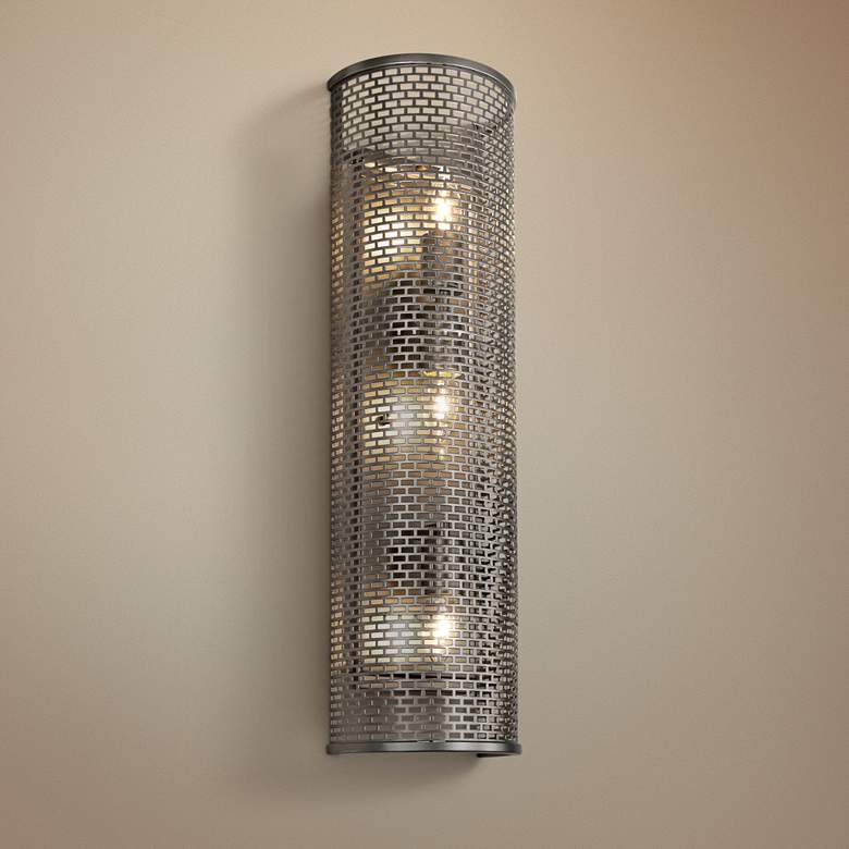 Image 1 Varaluz Lit-Mesh Test 26 1/2"H 3-Light Bronze Wall Sconce