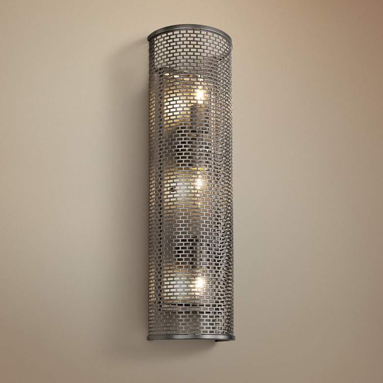 Image 1 Varaluz Lit-Mesh Test 26 1/2 inchH 3-Light Bronze Wall Sconce