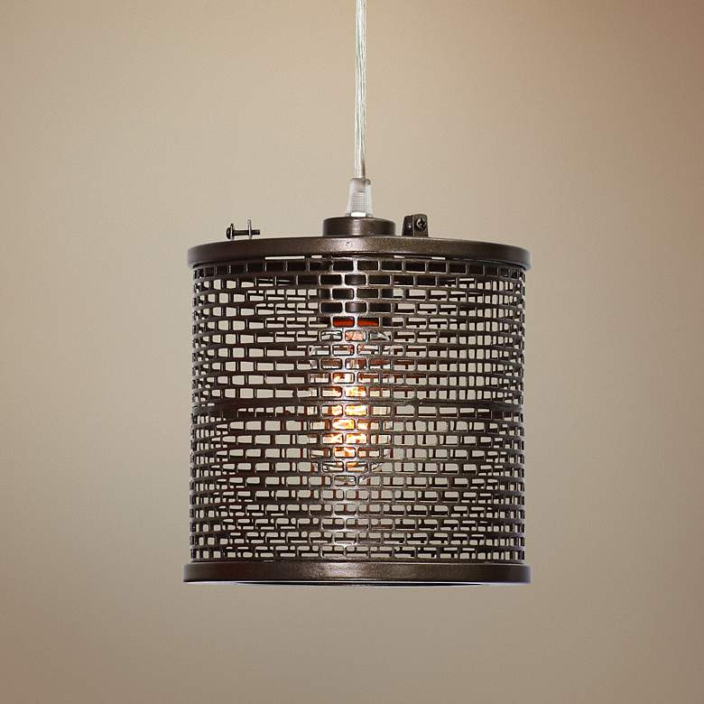 Image 1 Varaluz Lit-Mesh Test 7 1/4"W New Bronze Mini Pendant