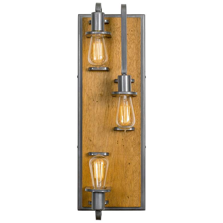 Image 1 Varaluz Lofty 23 1/2 inchH Steel and Wheat 3-Light Wall Sconce