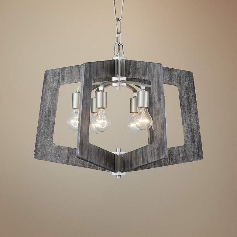 Image 1 Varaluz Lofty 24 inch Wide Silverado and Gray 6-Light Pendant