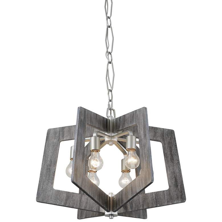 Image 5 Varaluz Lofty 24 inch Wide Silverado and Gray 6-Light Pendant more views